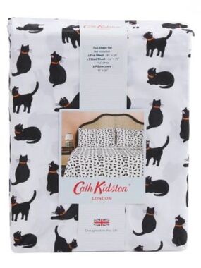 🐈‍⬛ CAT LOVERS Cath Kidston Whimsical FULL Black Cat Cotton Sheet Set